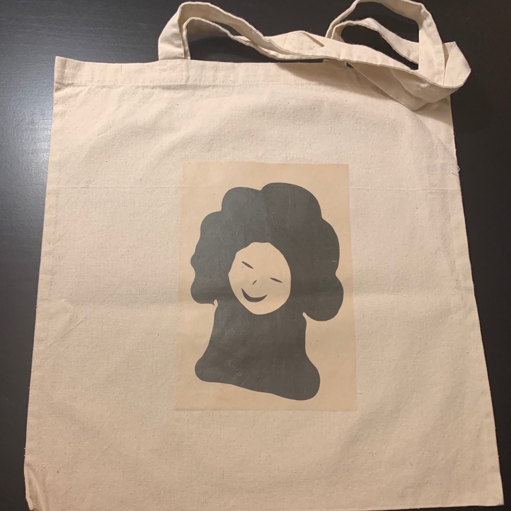 Print 15x16in canvas tote bag.
